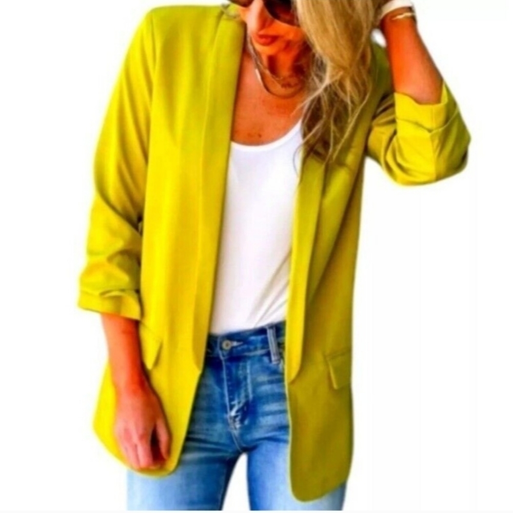 Revolve Milk & HoneyLine Green Longline Blazer with Relaxed Fit